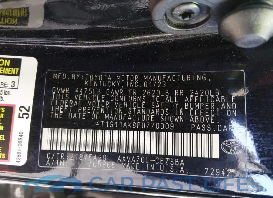 4T1G11AK8PU770009# 9