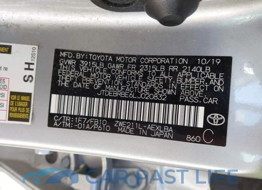 JTDEBRBE6LJ020832# 9