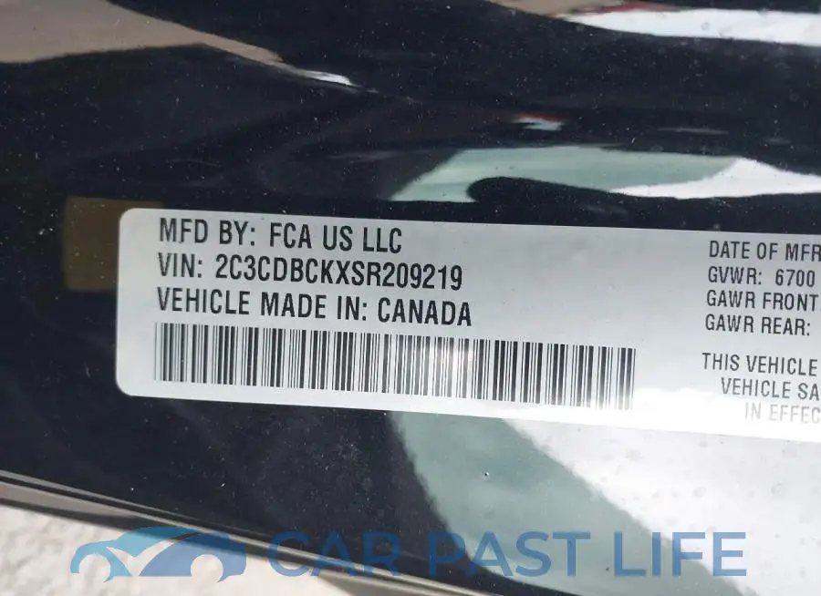 2C3CDBCKXSR209219# 9