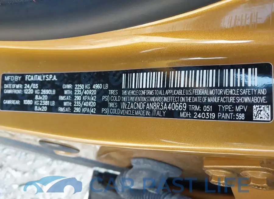 ZACNDFAN8R3A40669# 9