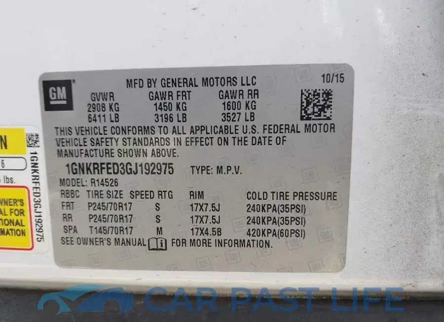 1GNKRFED3GJ192975# 9