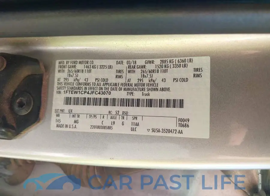 1FTEW1CP4JFC43070# 9