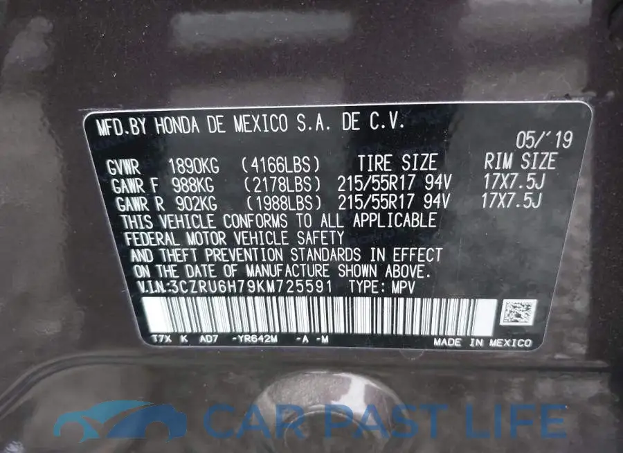 3CZRU6H79KM725591# 9