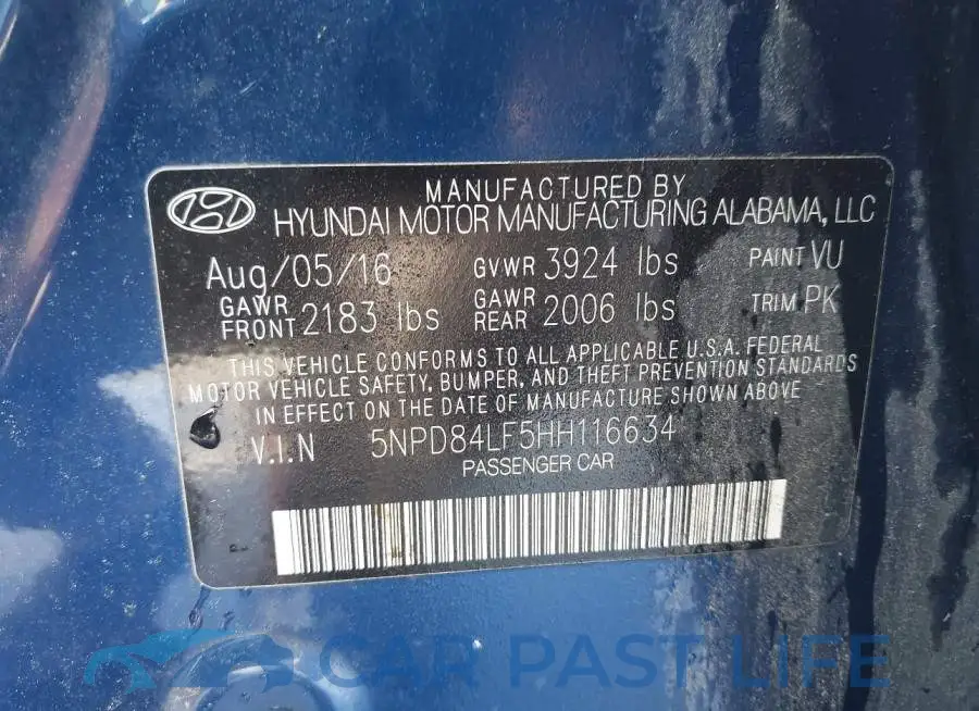 5NPD84LF5HH116634# 9