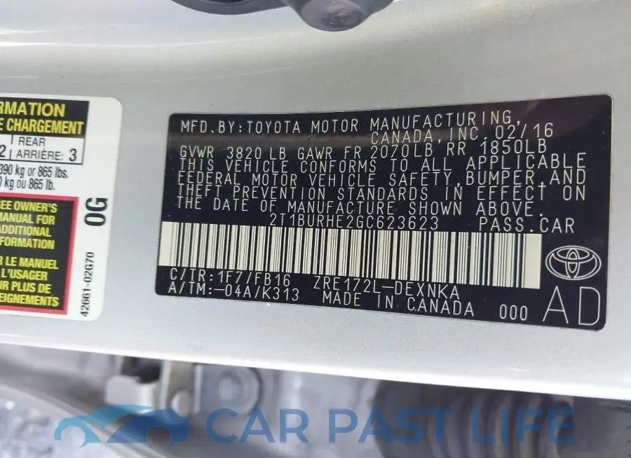 2T1BURHE2GC623623# 9