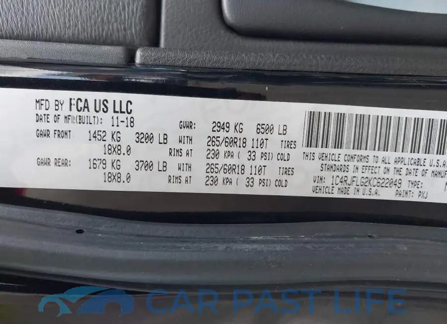 1C4RJFLG2KC622049# 9
