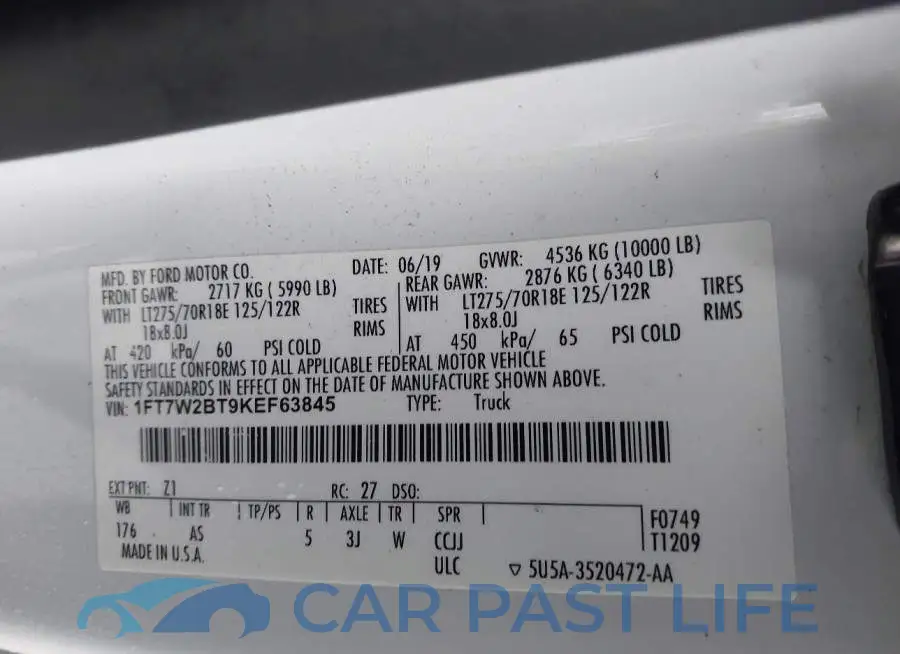 1FT7W2BT9KEF63845# 9
