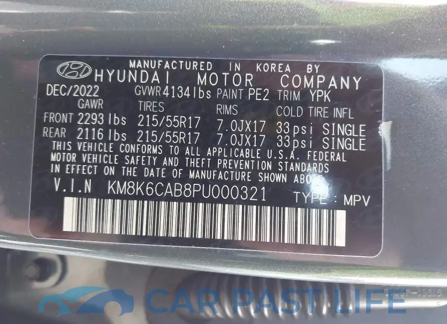 KM8K6CAB8PU000321# 9
