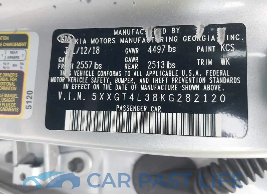 5XXGT4L38KG282120# 9
