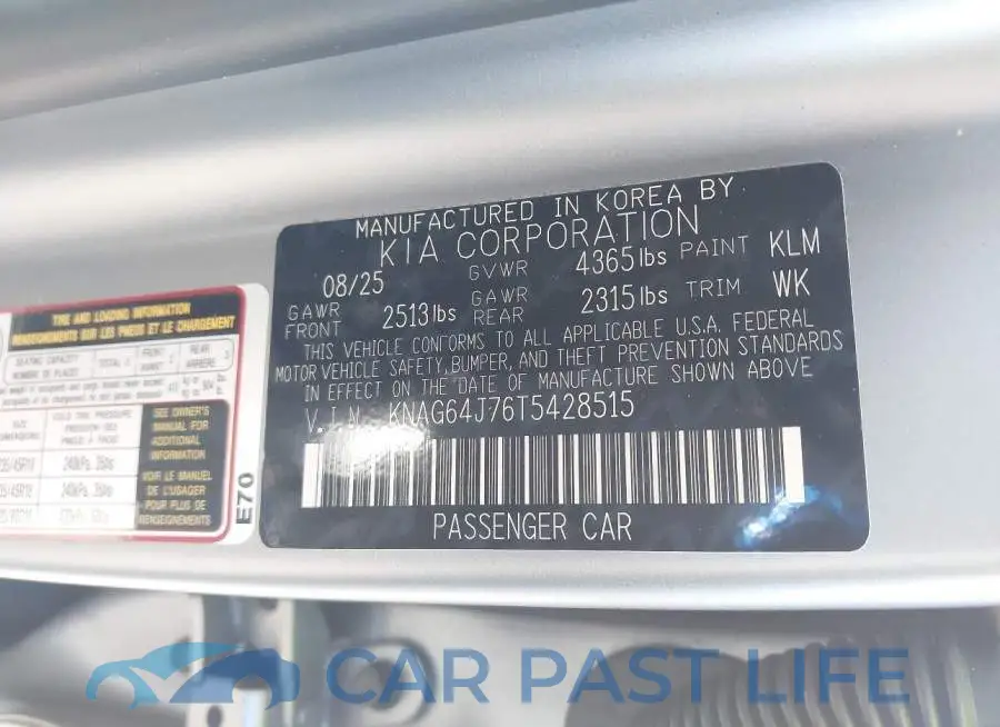 KNAG64J76T5428515# 9