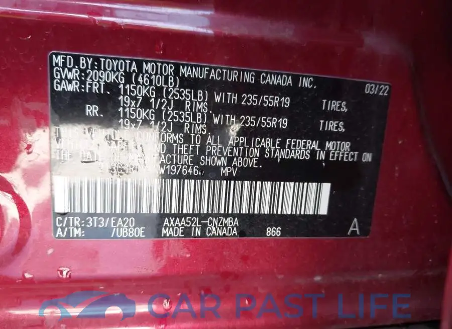 2T3C1RFV4NW197646# 9