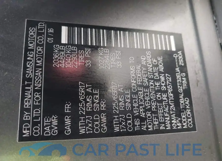 KNMAT2MT1GP657127# 9