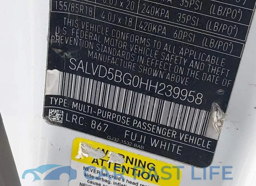 SALVD5BG0HH239958# 9