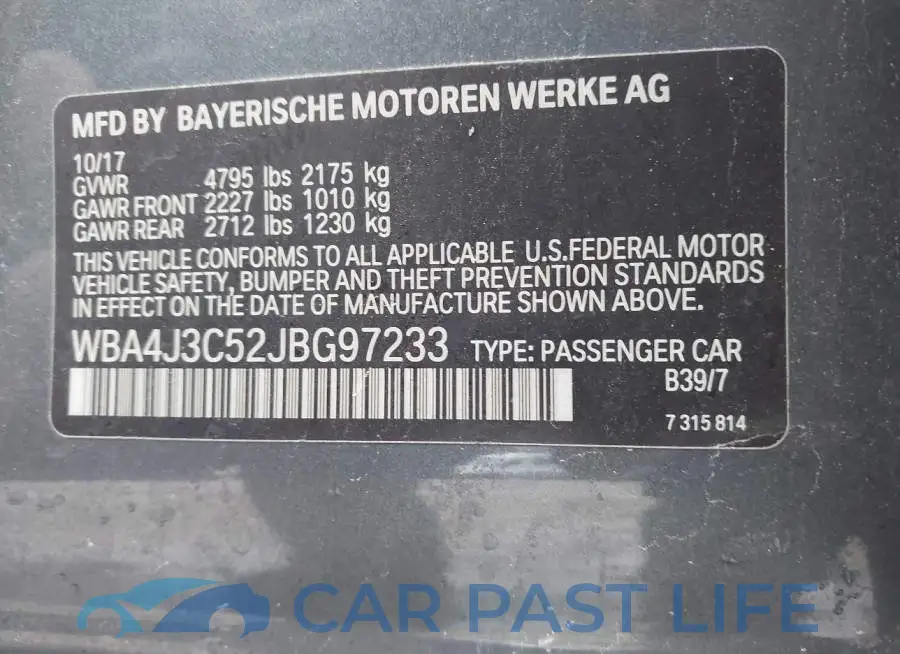 WBA4J3C52JBG97233# 9