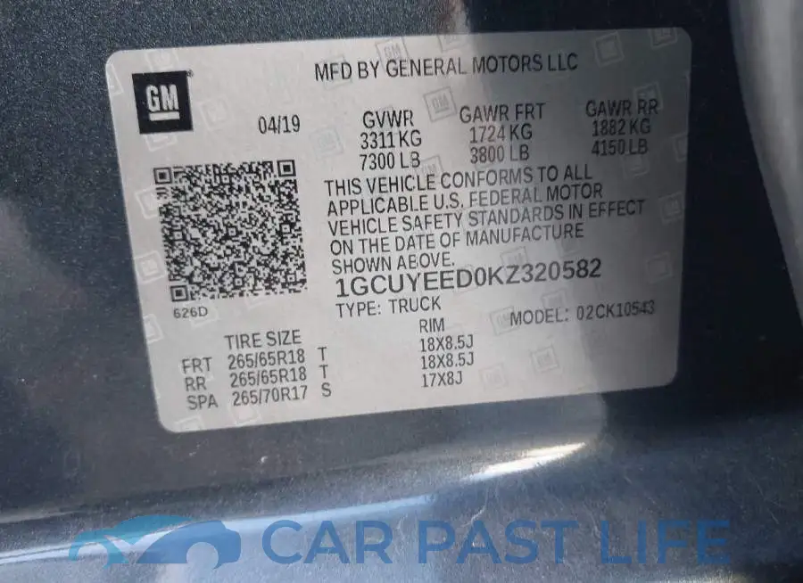 1GCUYEED0KZ320582# 9