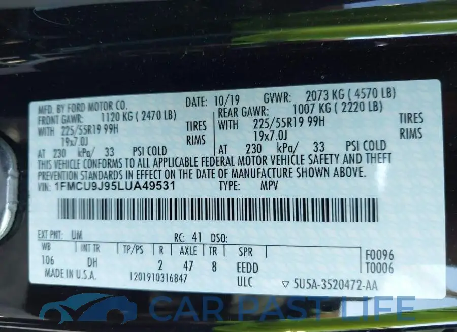 1FMCU9J95LUA49531# 9