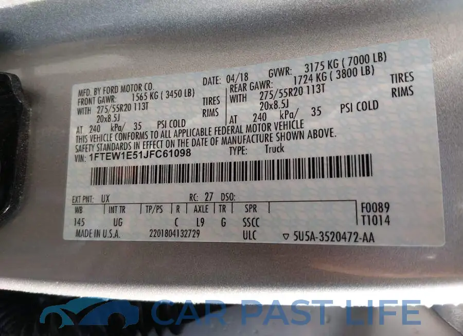 1FTEW1E51JFC61098# 9