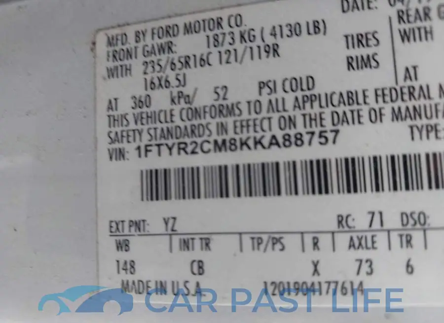 1FTYR2CM8KKA88757# 9