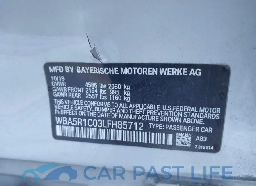 WBA5R1C03LFH85712# 9
