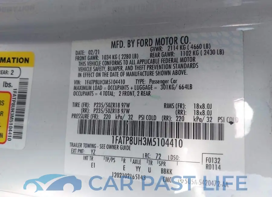 1FATP8UH3M5104410# 9