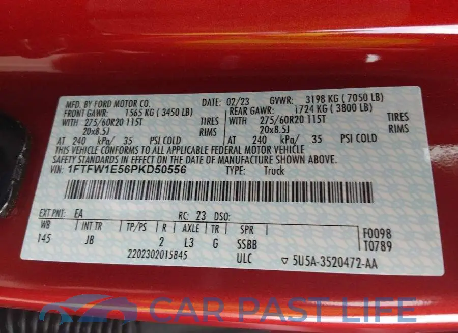 1FTFW1E56PKD50556# 9