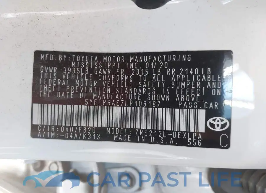 5YFEPRAE7LP108187# 9