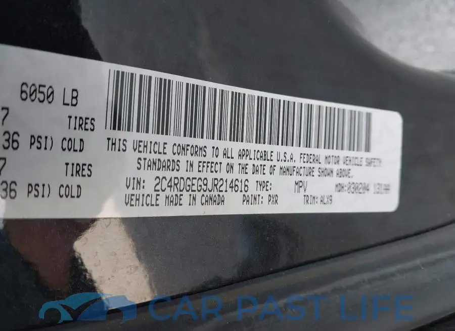 2C4RDGEG9JR214616# 9