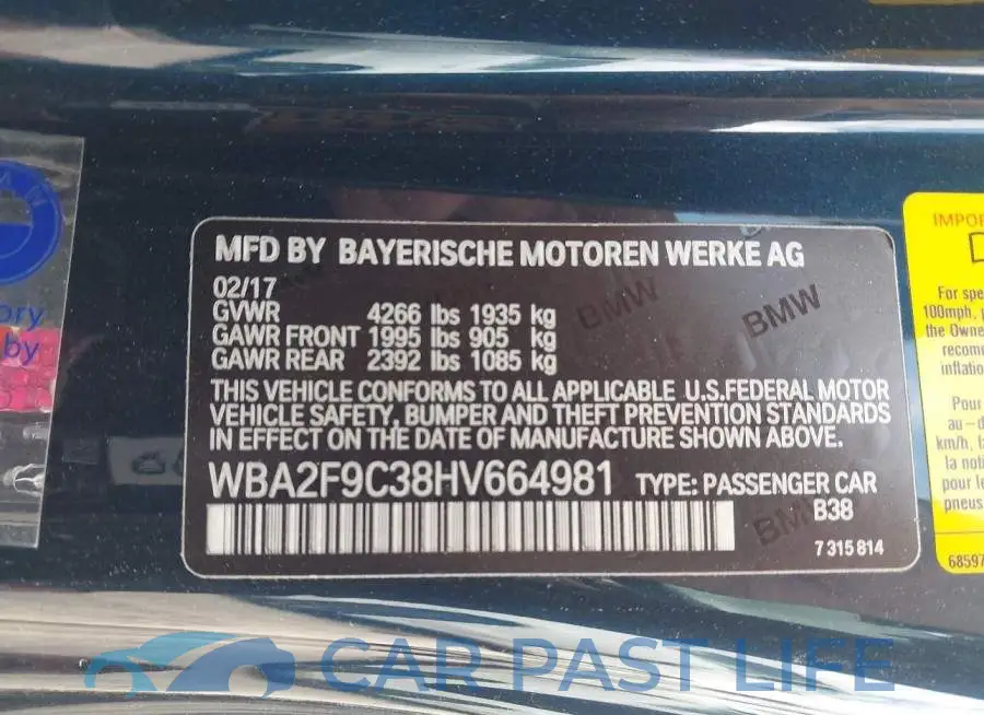 WBA2F9C38HV664981# 9