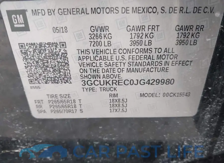 3GCUKREC0JG429980# 9