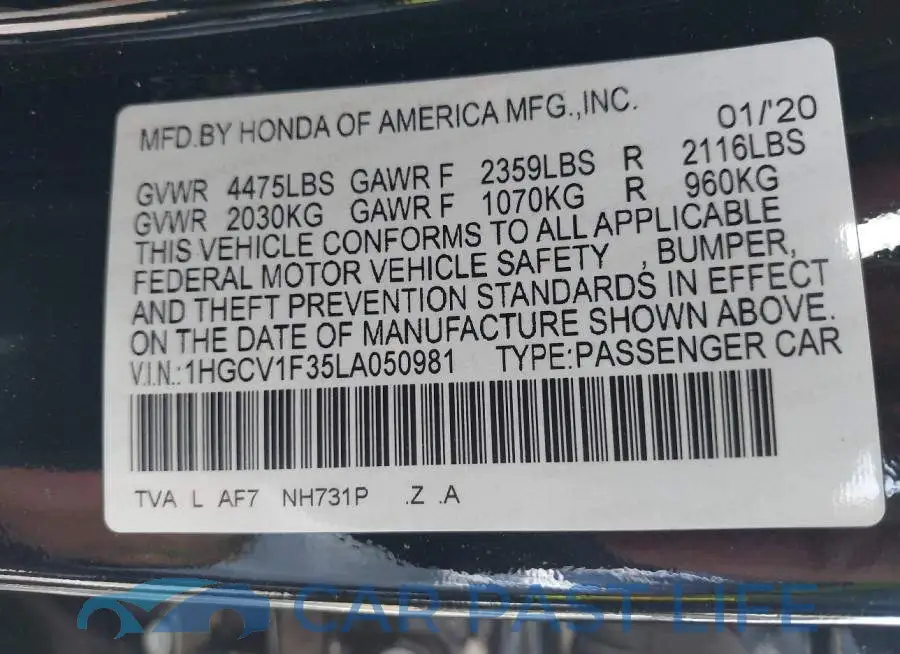 1HGCV1F35LA050981# 9