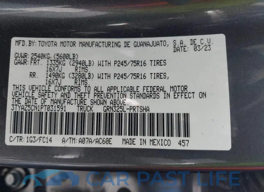 3TYAZ5CN1PT031591# 9