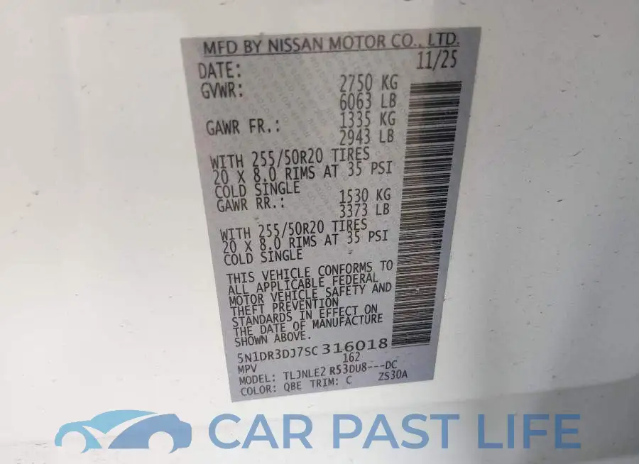 5N1DR3DJ7SC316018# 9