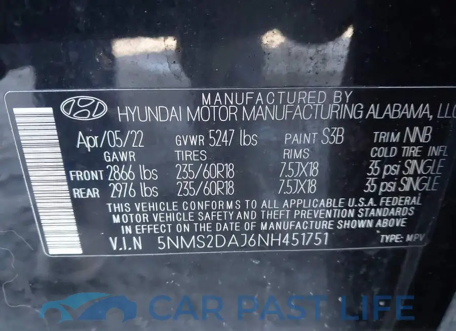 5NMS2DAJ6NH451751# 9