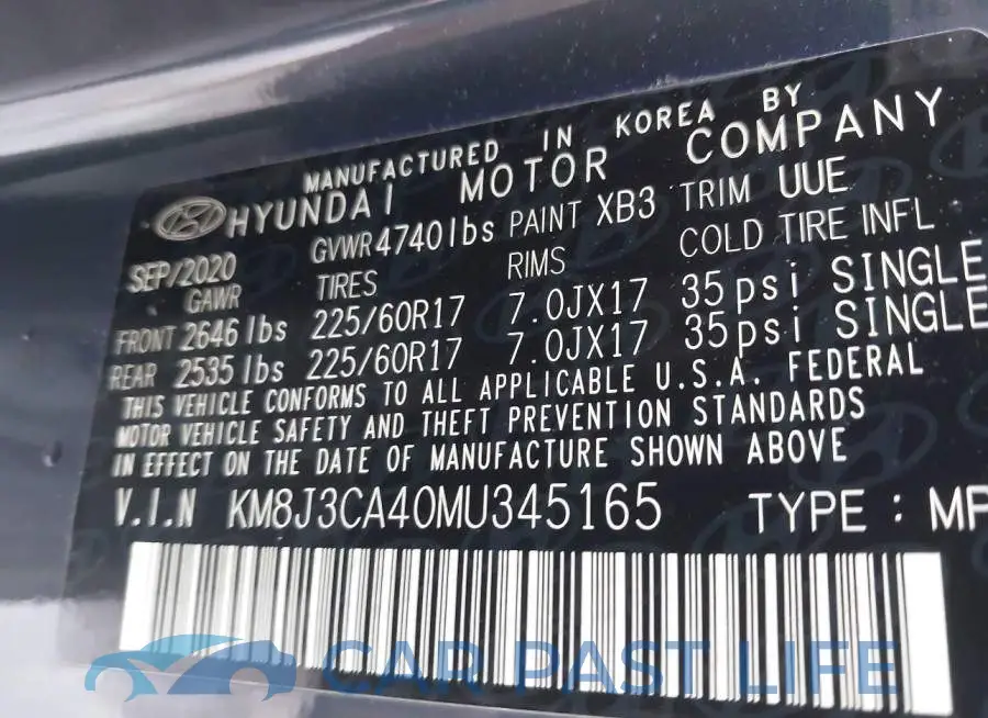 KM8J3CA40MU345165# 9