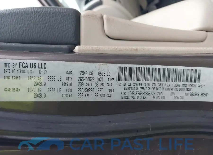 1C4RJFBG2HC958777# 9