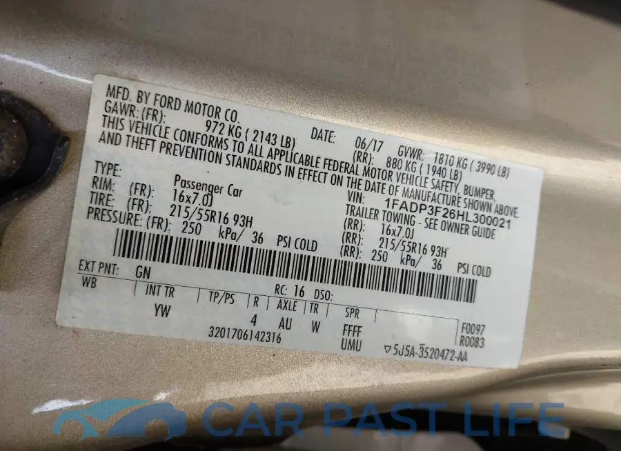1FADP3F26HL300021# 9