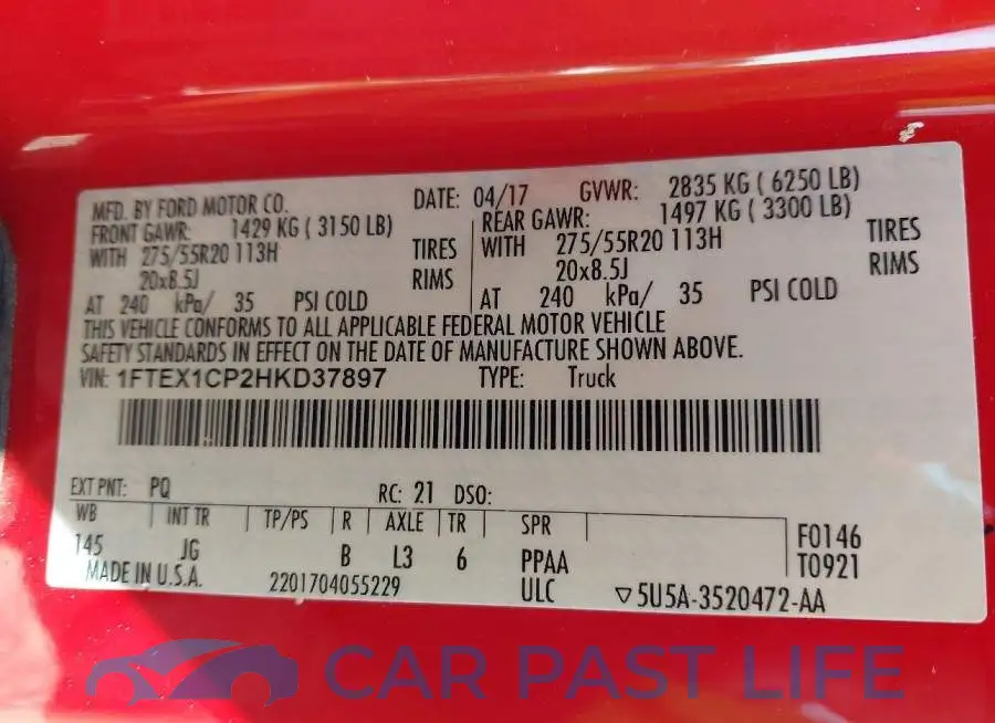 1FTEX1CP2HKD37897# 9