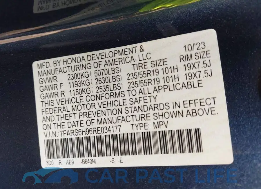 7FARS6H96RE034177# 9