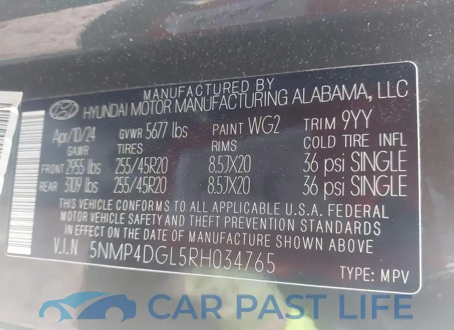 5NMP4DGL5RH034765# 9