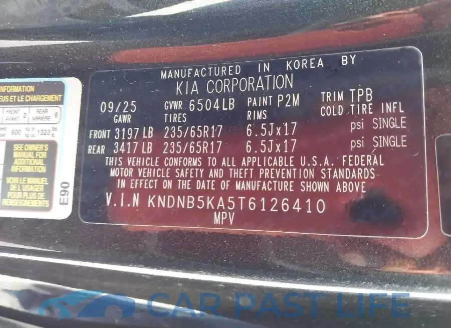 KNDNB5KA5T6126410# 9