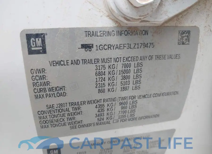 1GCRYAEF3LZ179475# 9