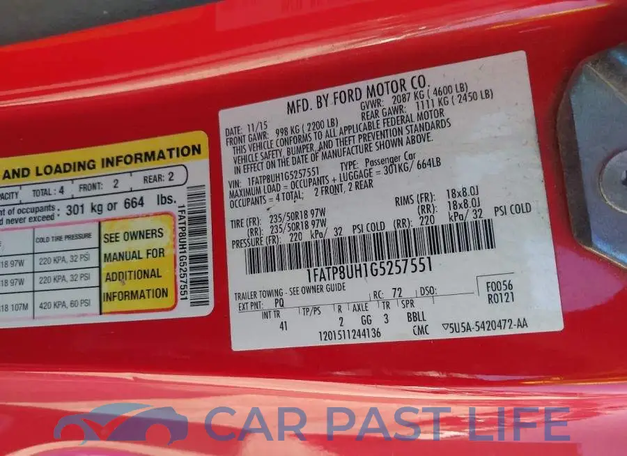1FATP8UH1G5257551# 9