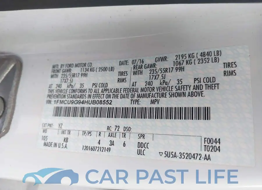 1FMCU9G94HUB08552# 9