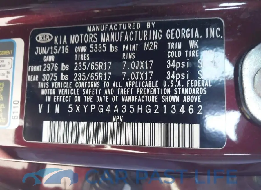 5XYPG4A35HG213462# 9