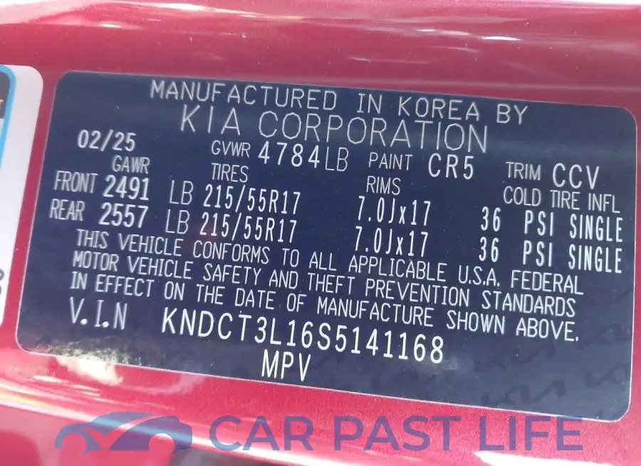 KNDCT3L16S5141168# 9