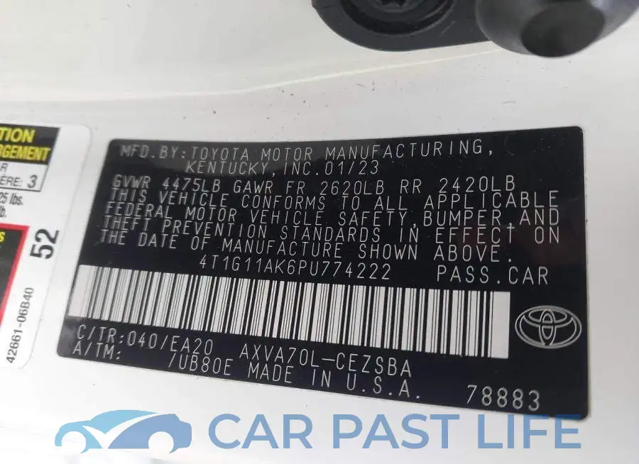 4T1G11AK6PU774222# 9