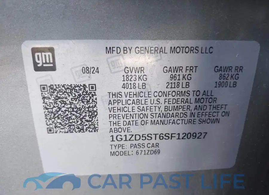 1G1ZD5ST6SF120927# 9