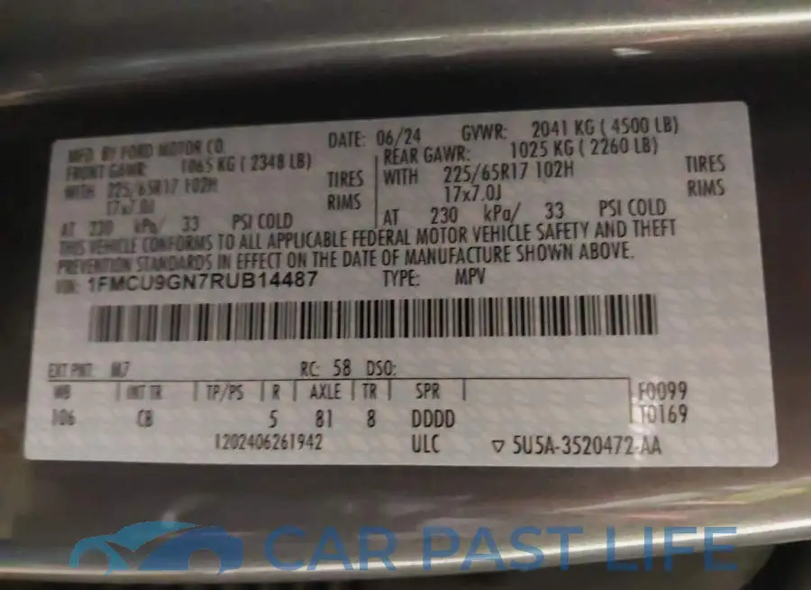 1FMCU9GN7RUB14487# 9