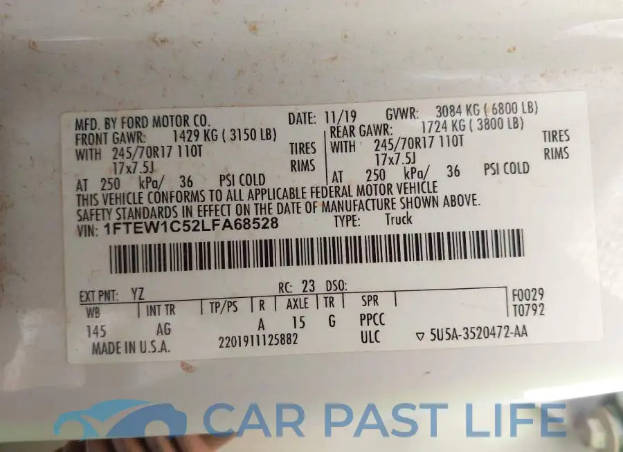 1FTEW1C52LFA68528# 9