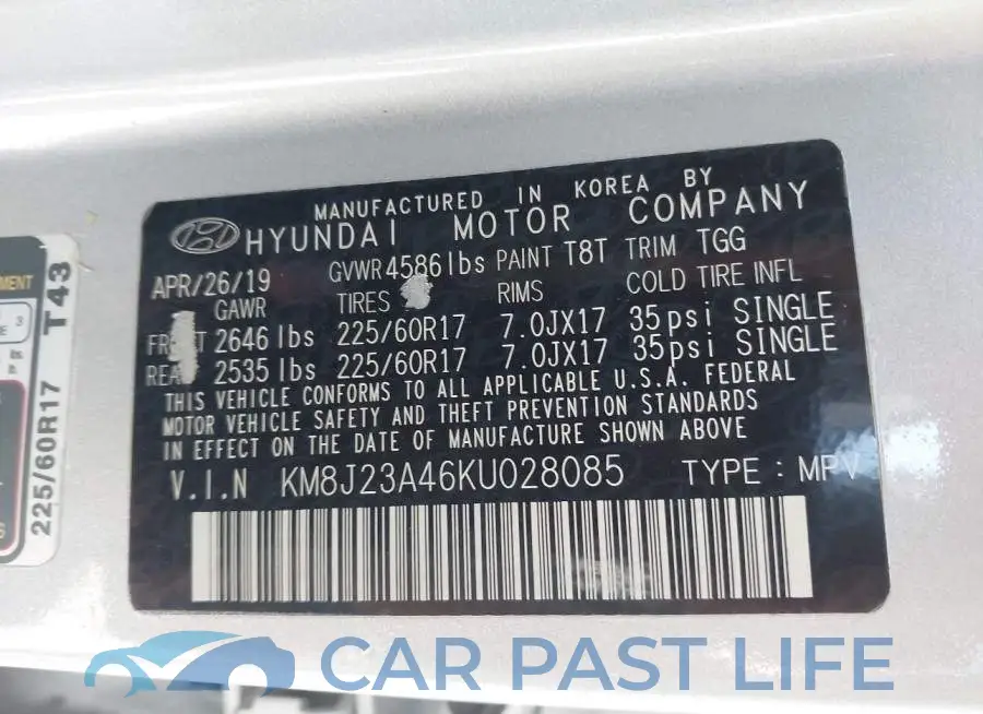 KM8J23A46KU028085# 9